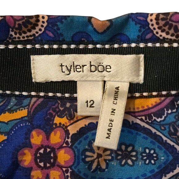 Tyler Boe Size 12 Top Orange/Blue Paisley Corp Core Fall Business Work - Picture 6 of 13